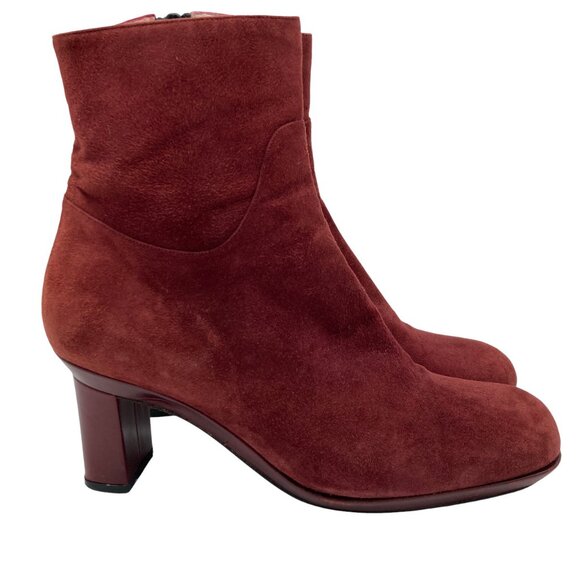 Marc Jacobs Burgundy Suede Heeled Ankle Boots - Picture 1 of 11